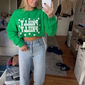 “Philly Philly” Green Cropped Sweatshirt